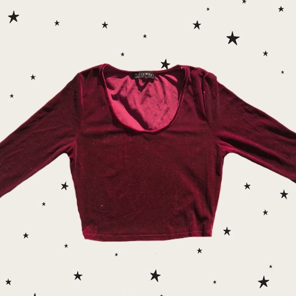 BURGUNDY LONG SLEEVE CROP